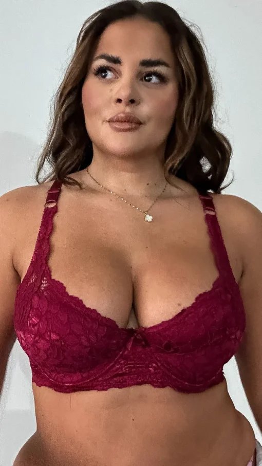 All Over Lace Bra Wine