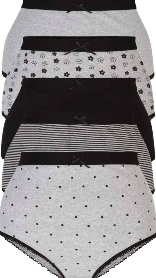 CurveWow 5 Pack Full Cotton Brief Black & Grey