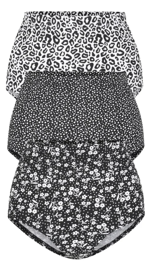 CurveWow 3 Pack Printed Briefs Black Print