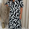 CurveWoW Angel Sleeve Wrap Dress Mono