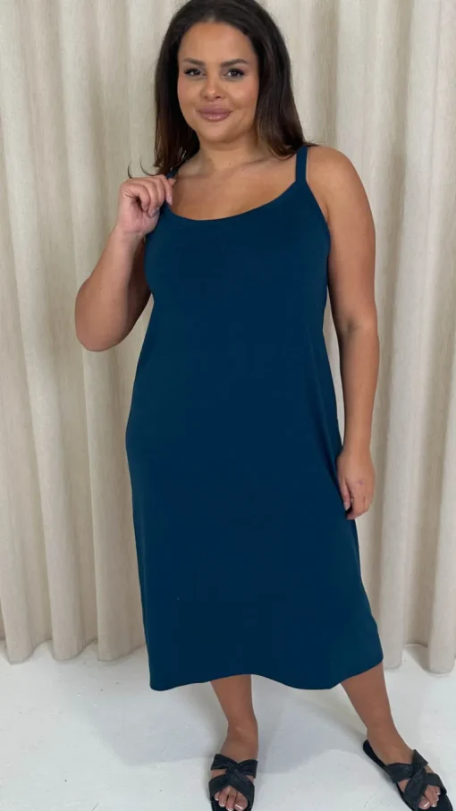 CurveWow Basic Midi Dress Teal