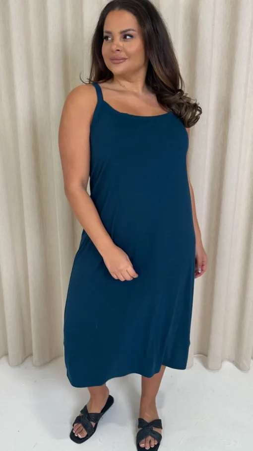CurveWow Basic Midi Dress Teal