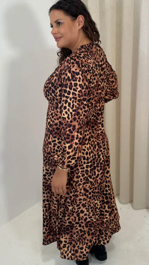 CurveWow Button Front Dress Leopard