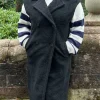 CurveWow Button Front Teddy Gilet Black