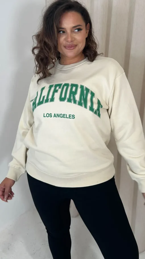 CurveWow 'California' Slogan Sweater Oatmeal