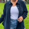 CurveWow Cord Shirt Navy