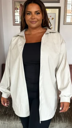 CurveWow Croc Shacket Cream