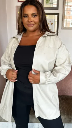 CurveWow Croc Shacket Cream