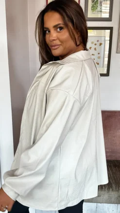 CurveWow Croc Shacket Cream