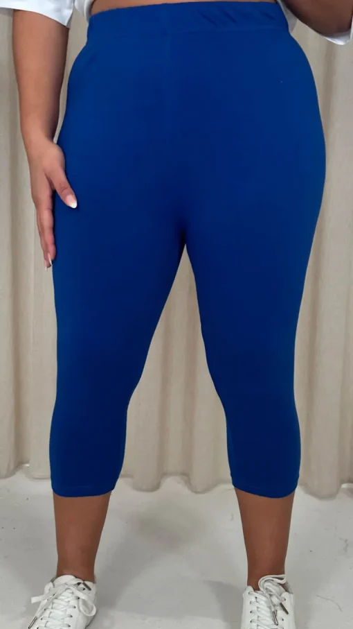 CurveWow Cropped Basic Leggings Blue