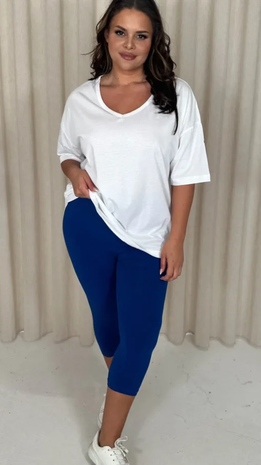 CurveWow Cropped Basic Leggings Blue