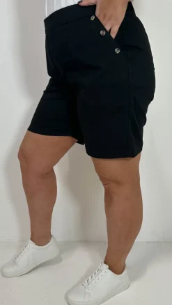 CurveWow Denim Button Side Short Black