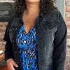 CurveWow Distressed Denim Jacket Washed Black
