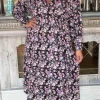 CurveWow Long Sleeve Tie Back Wrap Dress Floral