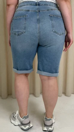 CurveWow Mom Style Denim Shorts Light Blue