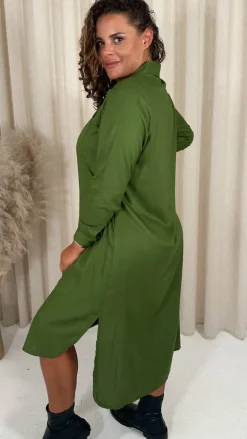 CurveWow Placket Shirt Dress Khaki
