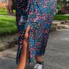 CurveWow Printed Drape Front Midi Skirt Multi Animal