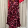 CurveWow Printed Pleated Midi Dress Red Animal Mix