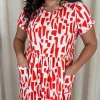 CurveWow Printed Pocket Smock Dress Orange Spot