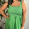 CurveWow Shirred Cami Top Green