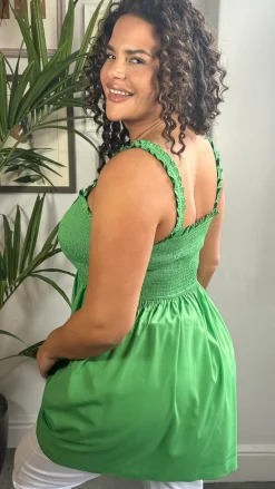 CurveWow Shirred Cami Top Green