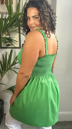 CurveWow Shirred Cami Top Green