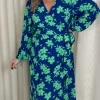 CurveWow Splice Wrap Midi Dress Blue