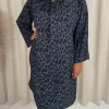 CurveWow Tie Neck Swing Dress Grey Animal