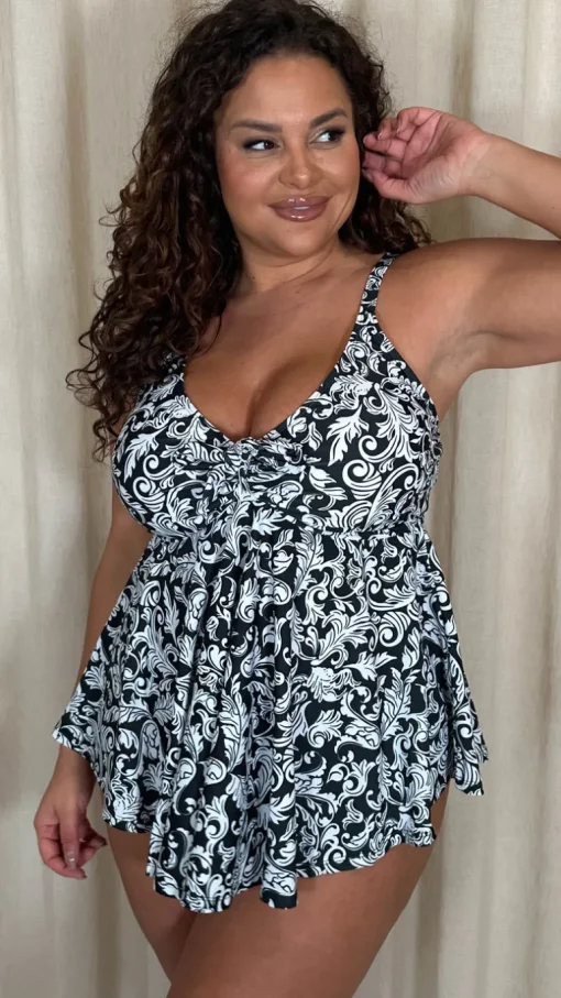 CurveWow Tie Tankini Top Black Barque