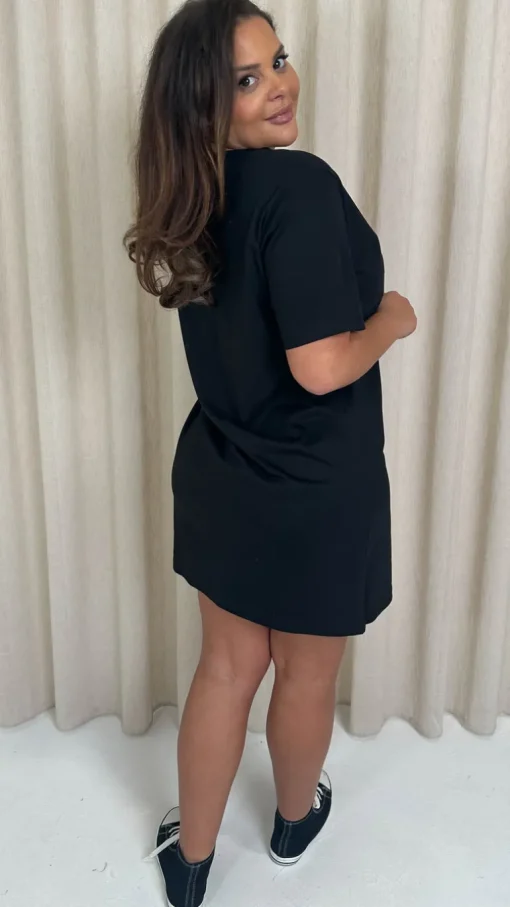 CurveWow V Neck Shirt Dress Black