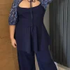 CurveWow Wide Leg Trouser Navy