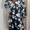 CurveWow Wrap Fringe Hem Dress Mono Floral