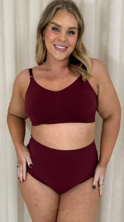 Curvy Seam Free Adjustable Comfort Bra Burgundy