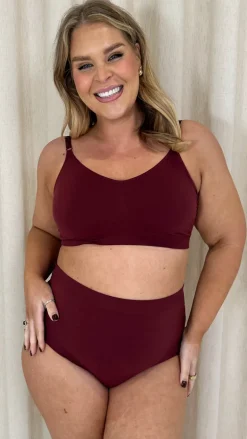 Curvy Seam Free Adjustable Comfort Bra Burgundy