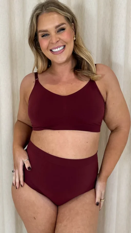 Curvy Seam Free Adjustable Comfort Bra Burgundy
