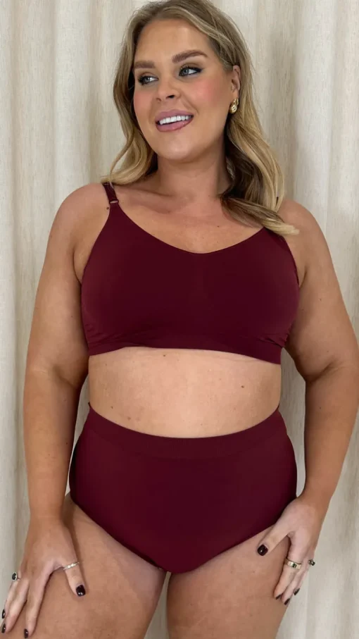 Curvy Seam Free Adjustable Comfort Bra Burgundy
