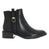 Wide Fit Gold Trim Heeled Ankle Boot Black PU