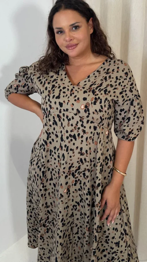 CurveWow Bow Back Dress Animal