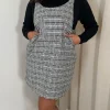 CurveWow Check Pinafore Dress Black & White