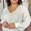 CurveWow Cheese Cloth Vneck Top White