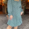 CurveWow Square Neck Dress Ditsy Print