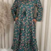 CurveWow Tassel Tiered Maxi Dress Green Floral