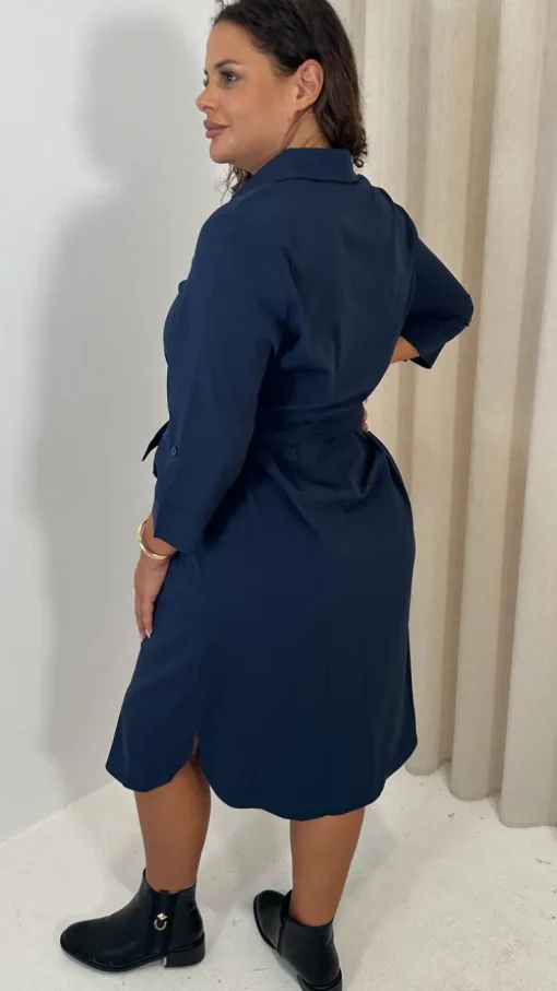 CurveWow Utility Shirt Dress Navy