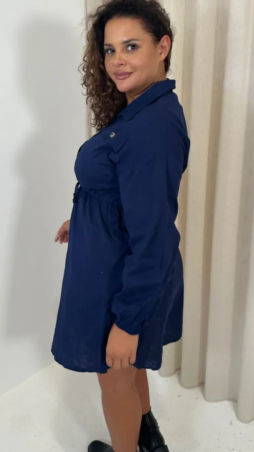 CurveWow Utility Shirt Dress Navy