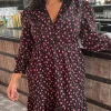 CurveWow V-Neck Frill Dress Black Floral