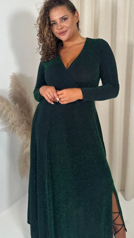 CurveWow Wrap Maxi Dress Green Black